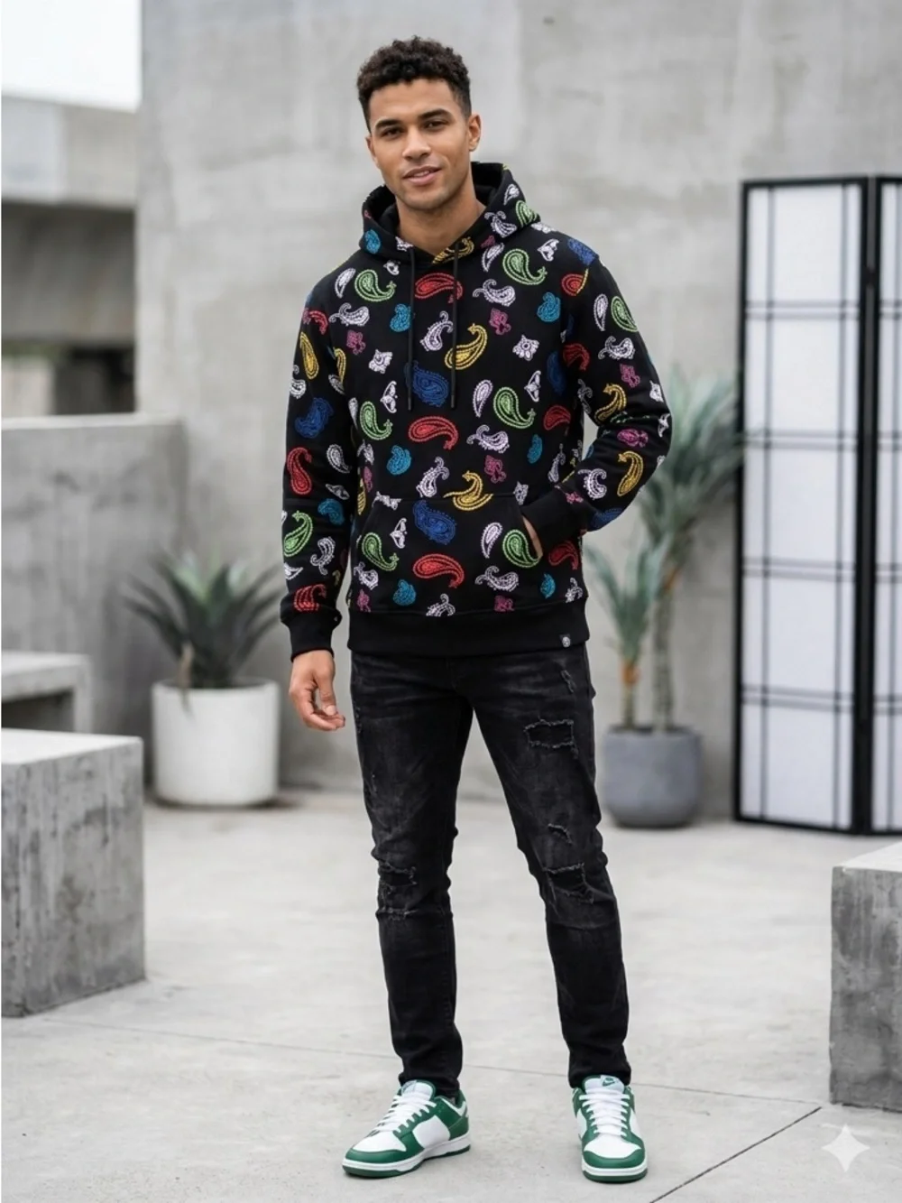 Switch Remarkable Paisley All Over Print Hoodie - Men's Size L - Oversized Look - Picture 2 of 10